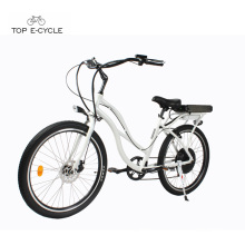 Woman white aluminum electric beach cruiser bicycles /beach cruiser ebike bike